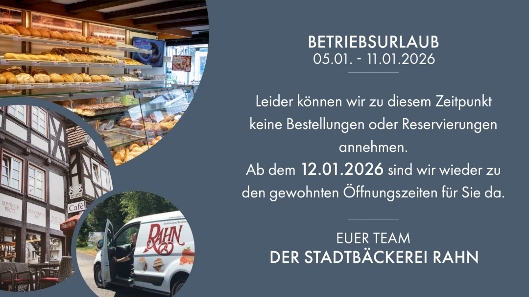 Betriebsurlaub vom 05.11.26 - 11.01.26